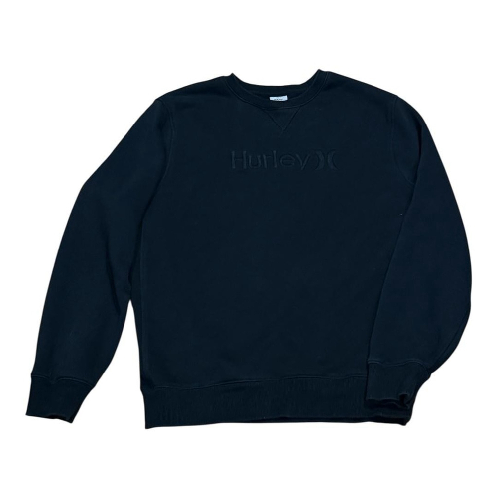 Hurley Sweater Mens Medium Black Long Sleeve Fleece Crewneck Pullover Logo